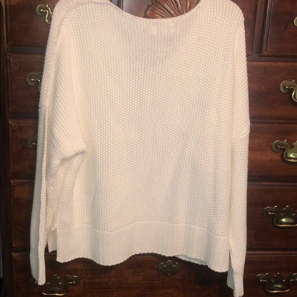 New Lucky Brand size L pretty white v neck sweater - Picture 7 of 10